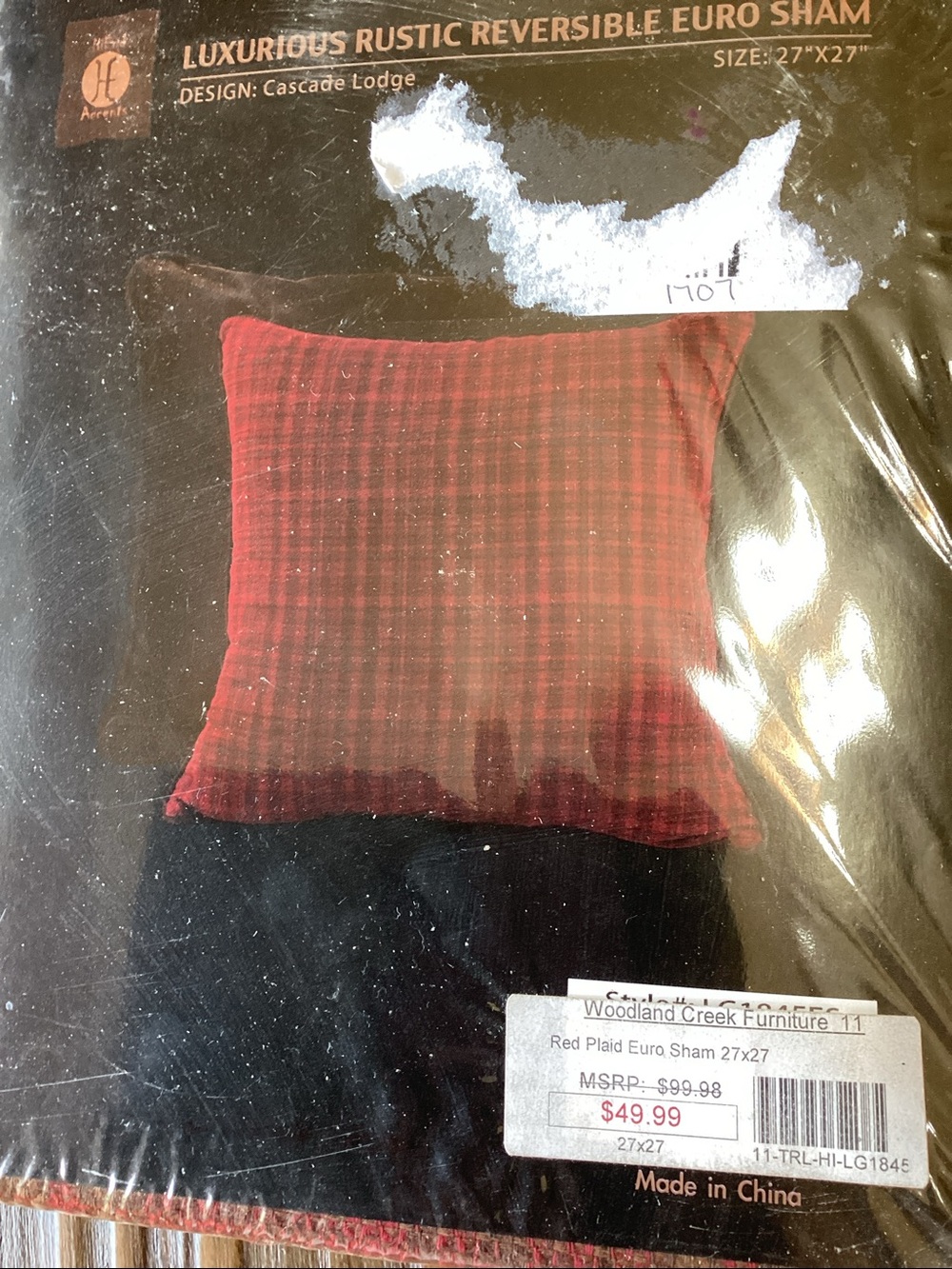 BNWT Luxurious Rustic Reversible Euro Sham 27” x 27”